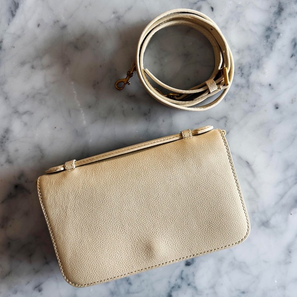 Quince Italian Leather Wallet Crossbody Purse Cream Minimalist Handbag - Picture 5 of 11